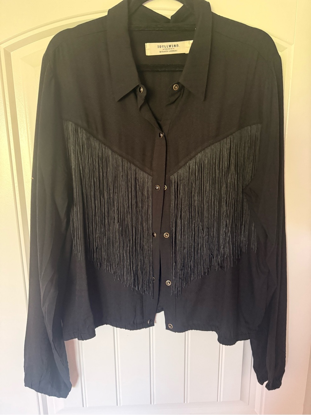 Idyllwind Black Button-Up Fringe Blouse - Picture 3 of 5